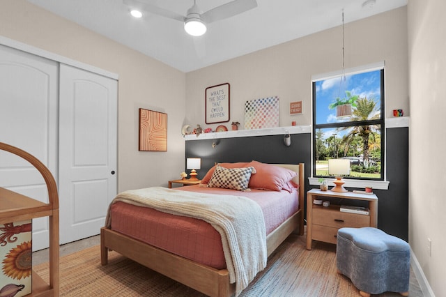 9109 Balsamo Dr, Palm Beach Gardens, FL 33412 - bedroom with ceiling fan and a closet