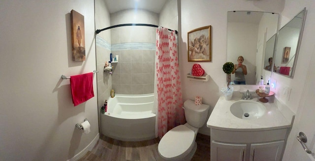 209 SW Christmas Ter, Port Saint Lucie, FL 34984 - full bathroom with vanity, wood finished floors, and shower / bath combo