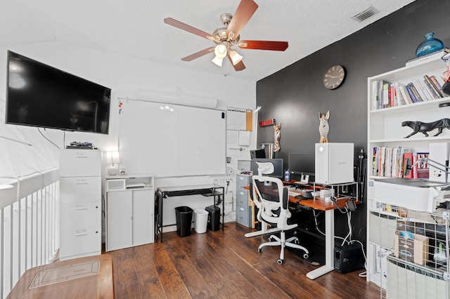 1864 Adventure Pl Unit 1864, North Lauderdale, FL 33068 - office featuring a ceiling fan, wood finished floors, and a textured ceiling