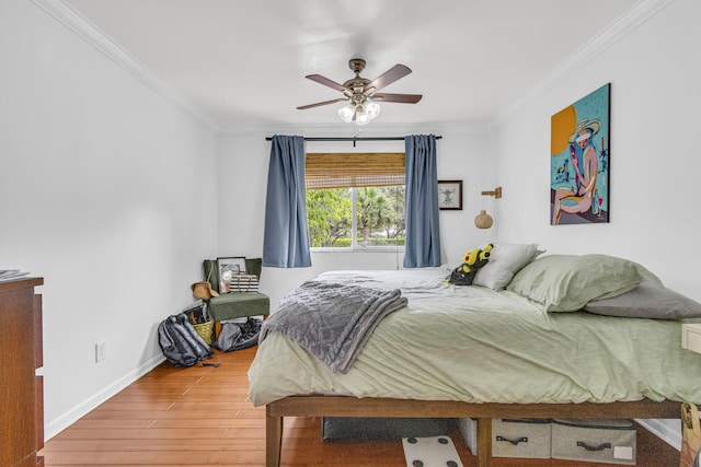 866 NW 92nd Ave, Plantation, FL 33324 - bedroom with ornamental molding, wood finished floors, and ceiling fan