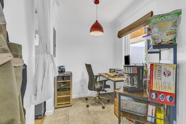 866 NW 92nd Ave, Plantation, FL 33324 - home office featuring ornamental molding and beverage cooler