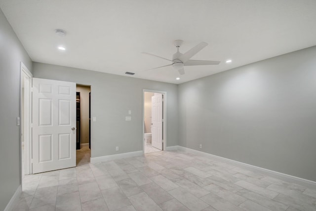 6170 Serene Run, Lake Worth, FL 33463 - unfurnished bedroom featuring recessed lighting, connected bathroom, and a ceiling fan