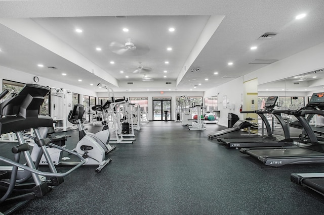 1102 Republic Ct, Deerfield Beach, FL 33442 - gym with a ceiling fan and recessed lighting