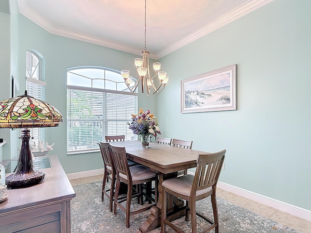 780 SW Fortunella Cir SW, Vero Beach, FL 32968 - dining room featuring a chandelier, crown molding, and light tile patterned floors