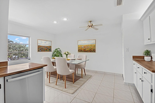 5791 Spindle Palm Ct Unit D, Delray Beach, FL 33484 - dining space with a ceiling fan, recessed lighting, and light tile patterned floors
