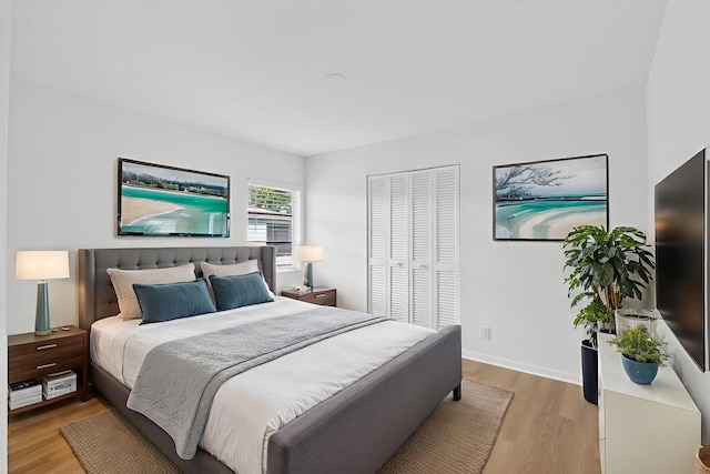 5791 Spindle Palm Ct Unit D, Delray Beach, FL 33484 - bedroom featuring light wood-style flooring and a closet