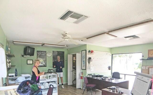 5791 Spindle Palm Ct Unit D, Delray Beach, FL 33484 - office featuring a ceiling fan and wood finished floors