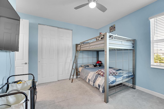 1120 Wandering Willow Way, Loxahatchee, FL 33470 - bedroom featuring carpet, a closet, and a ceiling fan