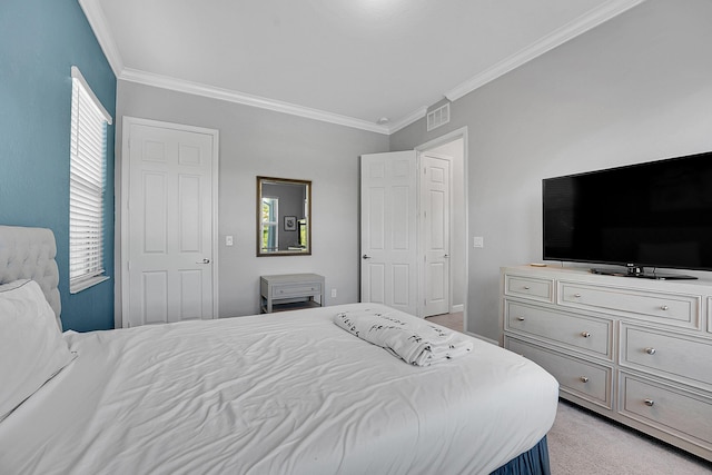 1120 Wandering Willow Way, Loxahatchee, FL 33470 - bedroom featuring ornamental molding and light carpet