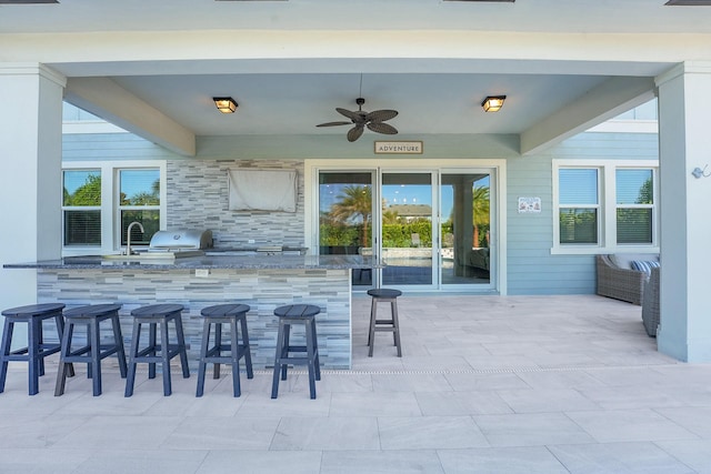 1120 Wandering Willow Way, Loxahatchee, FL 33470 - view of patio featuring exterior kitchen and a ceiling fan