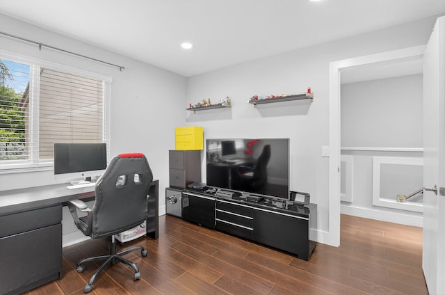 3469 Deer Creek Palladian Cir, Deerfield Beach, FL 33442 - office space featuring dark wood-style flooring and recessed lighting