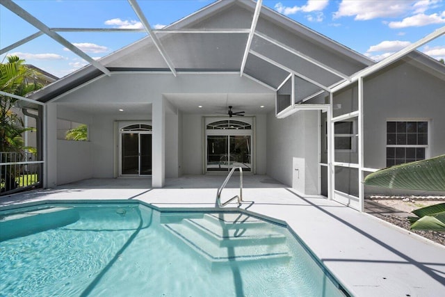 204 Clocktower Dr, Jupiter, FL 33458 - swimming pool featuring a patio area, ceiling fan, and a lanai