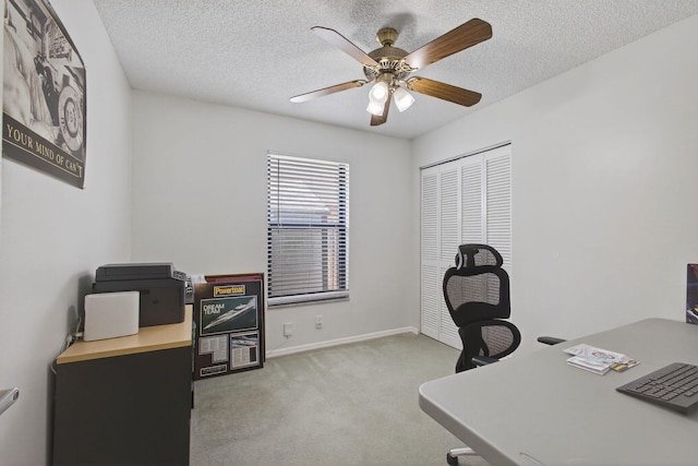 6093 Lucerne St, Jupiter, FL 33458 - home office featuring carpet, ceiling fan, and a textured ceiling