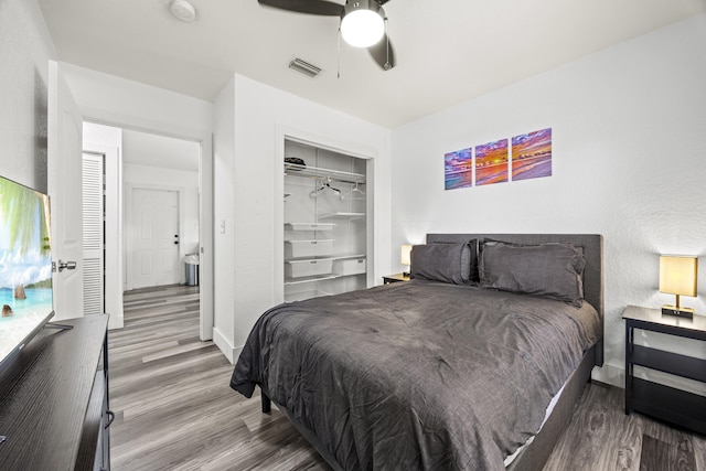 126 NW 6th Ave, Delray Beach, FL 33444 - bedroom with wood finished floors, a closet, and a ceiling fan