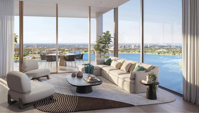 550 S Australian Ave Unit 2206, West Palm Beach, FL 33401 - living area featuring wood finished floors and floor to ceiling windows