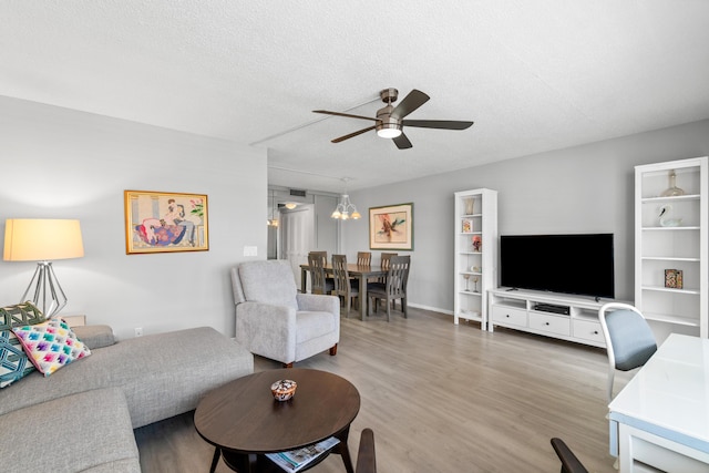 2054 Cornwall C, Boca Raton, FL 33434 - living room with ceiling fan, wood finished floors, and a textured ceiling