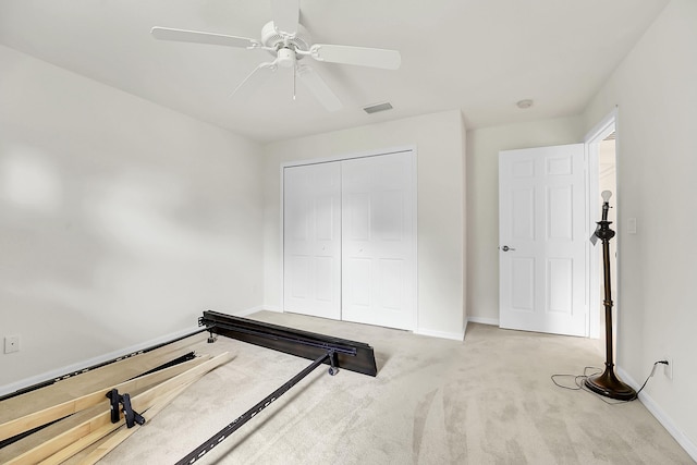 3601 SW Europe St, Port Saint Lucie, FL 34953 - unfurnished bedroom featuring carpet floors, a closet, and a ceiling fan