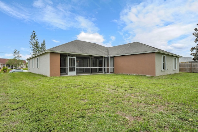 3601 SW Europe St, Port Saint Lucie, FL 34953 - rear view of property featuring a sunroom and stucco siding