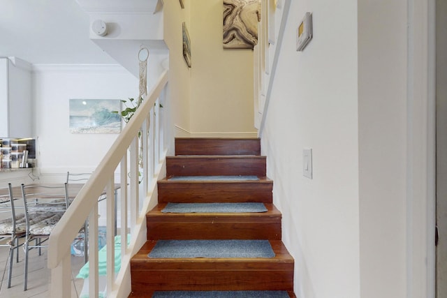2140 White Pine Cir Unit A, Greenacres, FL 33415 - staircase featuring crown molding