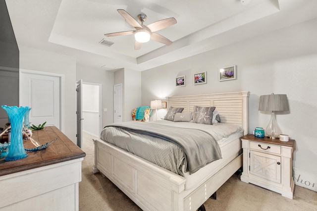 2418 Post St, Palm Springs, FL 33406 - bedroom with a raised ceiling, light carpet, and ceiling fan