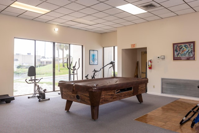 2050 Oleander Blvd Unit 5301, Fort Pierce, FL 34950 - rec room with carpet, plenty of natural light, billiards table, and a drop ceiling