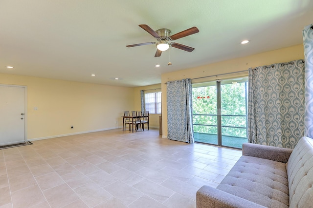 2050 Oleander Blvd Unit 5301, Fort Pierce, FL 34950 - living area with a ceiling fan, recessed lighting, and light tile patterned floors