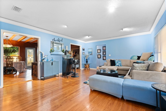 1802 Lake Osborne Dr, Lake Worth Beach, FL 33461 - living area with light wood-style flooring and ornamental molding