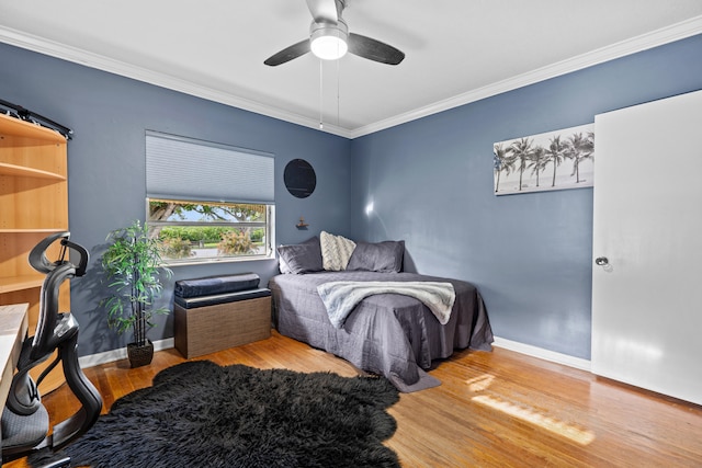 1802 Lake Osborne Dr, Lake Worth Beach, FL 33461 - bedroom with crown molding, wood finished floors, and ceiling fan