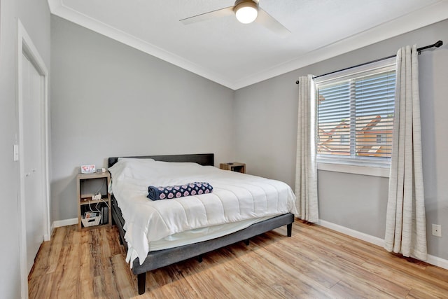 8730 SW 21st St, Miramar, FL 33025 - bedroom with ornamental molding, wood finished floors, and a ceiling fan