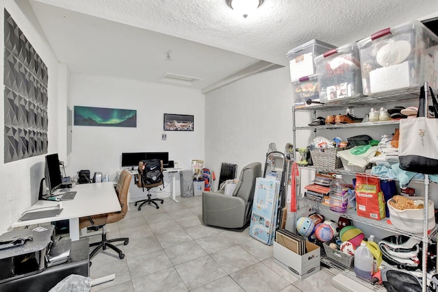 8730 SW 21st St, Miramar, FL 33025 - office area featuring tile patterned flooring and a textured ceiling
