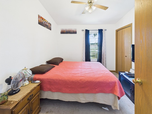 7281 NW 90th Ct, Okeechobee, FL 34972 - carpeted bedroom featuring lofted ceiling and ceiling fan