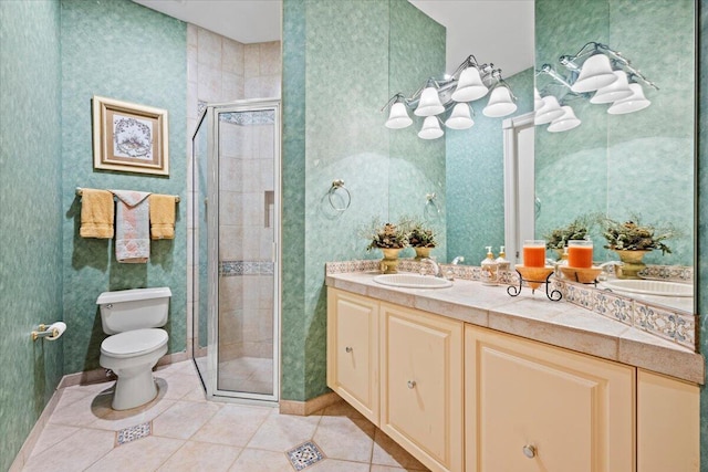8571 Egret Lakes Ln, West Palm Beach, FL 33412 - full bath with double vanity, a shower stall, and tile patterned floors