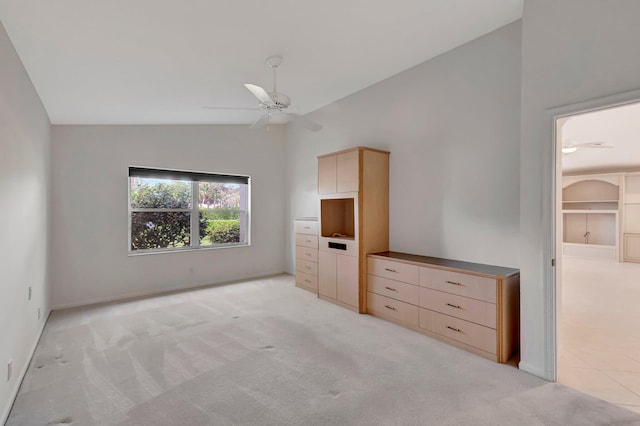 6661 Sherbrook Dr, Boynton Beach, FL 33437 - unfurnished bedroom featuring lofted ceiling, light carpet, and ceiling fan