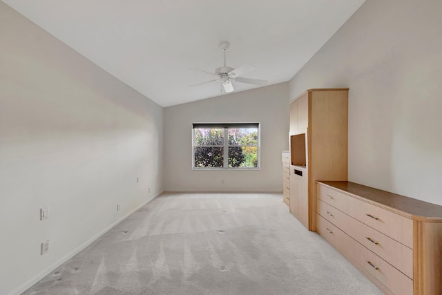 6661 Sherbrook Dr, Boynton Beach, FL 33437 - unfurnished bedroom with lofted ceiling, light carpet, and ceiling fan