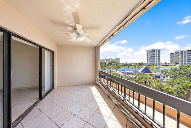 1036 US Highway 1 Unit 318, North Palm Beach, FL 33408 - balcony featuring a water view, a ceiling fan, and a view of city