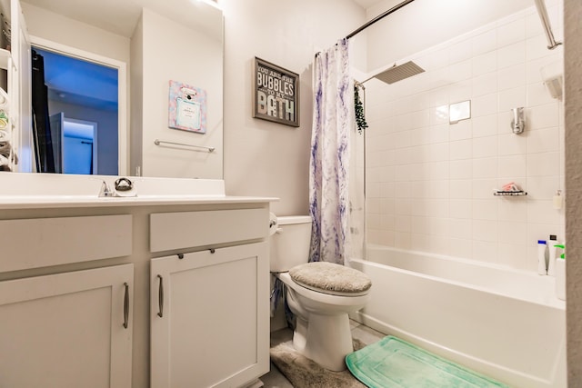 1123 Sugarwood St, Davenport, FL 33837 - bathroom with shower / tub combo with curtain, vanity, and tile patterned floors