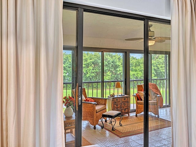 9199 Pecky Cypress Ln Unit 7H, Boca Raton, FL 33428 - sunroom / solarium featuring ceiling fan