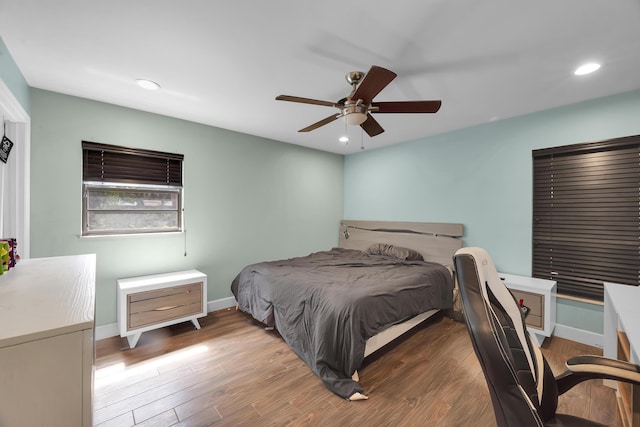 1966 9th St, Vero Beach, FL 32960 - bedroom with wood finished floors, recessed lighting, and a ceiling fan