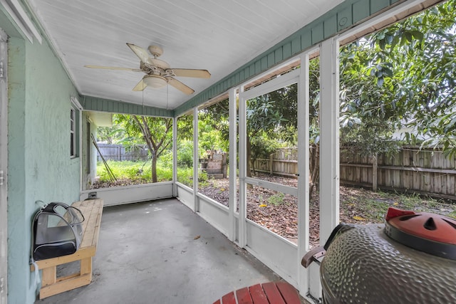 1966 9th St, Vero Beach, FL 32960 - unfurnished sunroom with a ceiling fan and healthy amount of natural light
