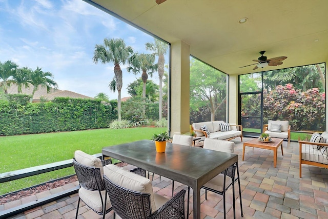 244 Behring Way, Jupiter, FL 33458 - sunroom / solarium featuring a ceiling fan and outdoor lounge area
