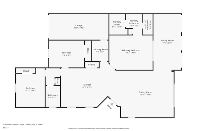 5160 Sabal Gardens Ln Unit 1, Boca Raton, FL 33487 - view of room layout