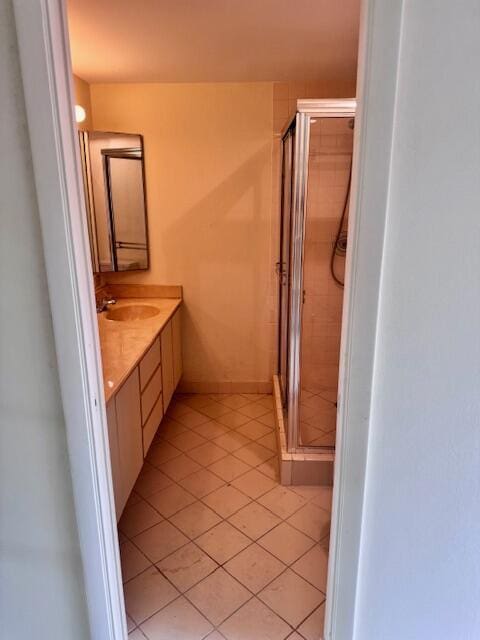 217 Live Oak Ln, Boynton Beach, FL 33436 - full bath with vanity, a shower stall, and tile patterned floors