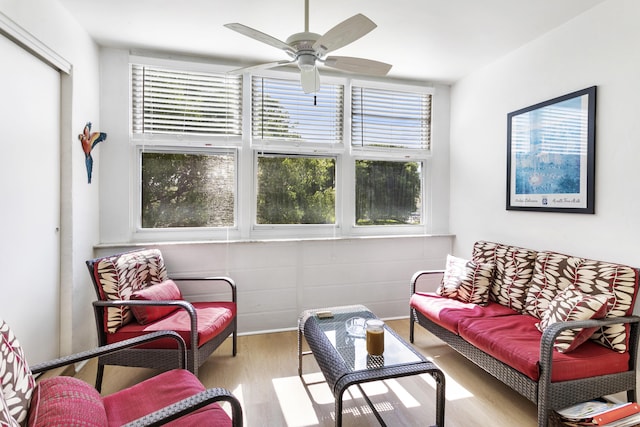 2600 NE 1st Ln Unit 3110, Boynton Beach, FL 33435 - living room featuring wood finished floors and ceiling fan