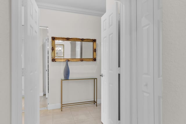 12388 Lakeridge Falls Dr, Boynton Beach, FL 33437 - corridor featuring crown molding and tile patterned flooring