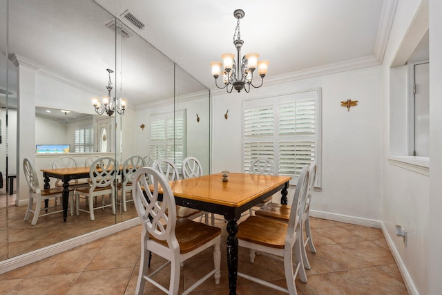 468 SW Prado Ave, Port Saint Lucie, FL 34983 - dining room featuring a chandelier, crown molding, and light tile patterned flooring