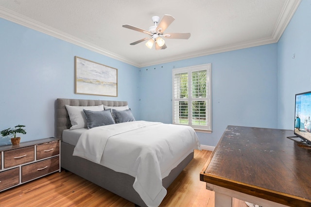 468 SW Prado Ave, Port Saint Lucie, FL 34983 - bedroom featuring light wood-style floors, ornamental molding, and a ceiling fan