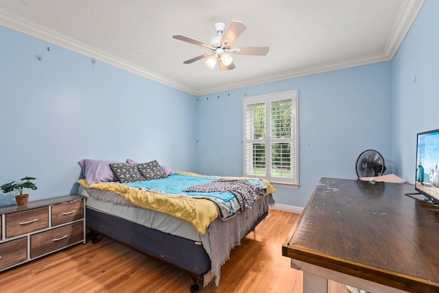 468 SW Prado Ave, Port Saint Lucie, FL 34983 - bedroom with light wood-style flooring, crown molding, and a ceiling fan