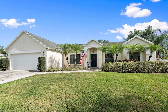 468 SW Prado Ave, Port Saint Lucie, FL 34983 - single story home with stucco siding, an attached garage, a front yard, and concrete driveway