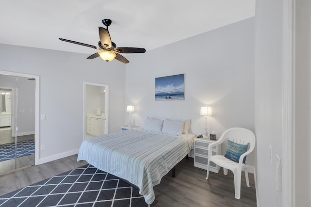 2004 SE Round Table Dr Unit 0, Port Saint Lucie, FL 34952 - bedroom featuring wood finished floors, ensuite bath, and ceiling fan