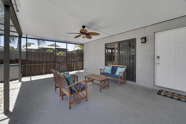 2004 SE Round Table Dr Unit 0, Port Saint Lucie, FL 34952 - view of patio featuring a ceiling fan and an outdoor hangout area
